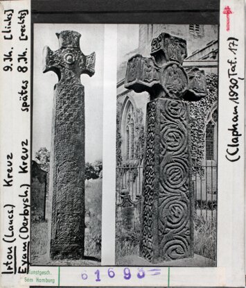 Vorschaubild Irton (Lancastershire) Kreuz, 9. Jhd. (links). Eyam (Derbyshire), Kreuz, spätes 8. Jhd. (rechts) Diasammlung
